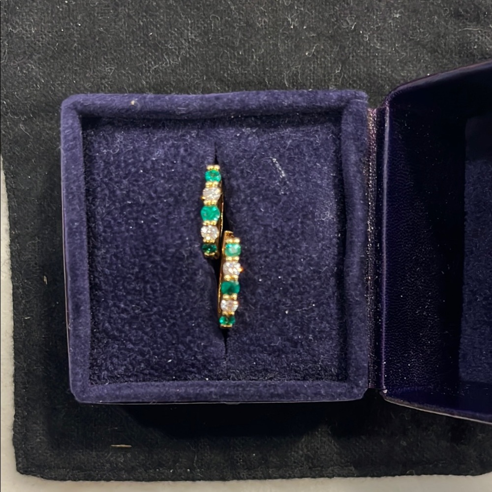 Emerald and Diamond Huggy Style earrings